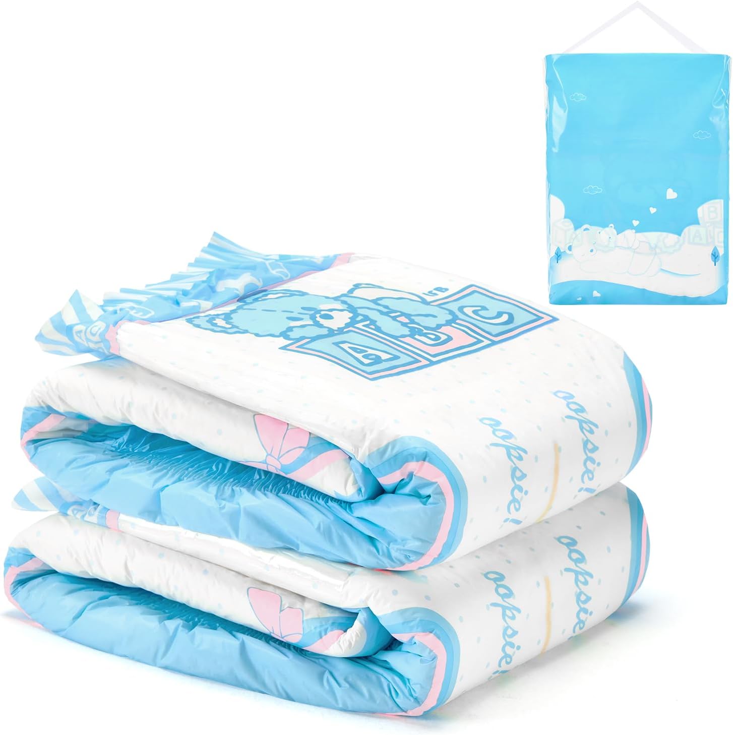 LittleForBig Adult Printed Diaper 2 Pieces Pack 3 Prints Random Assorted - Potty Pants (Medium 71-96 CM)