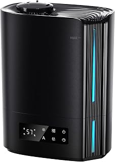 BREEZOME 6L Humidifiers for Bedroom Large Room & Essential Oil Diffuser, Ultrasonic Top Fill Cool Mist Humidifiers for Baby, Plants, Nursery Last up to 60 Hours, Smart Humidistat Control, Quiet, Black