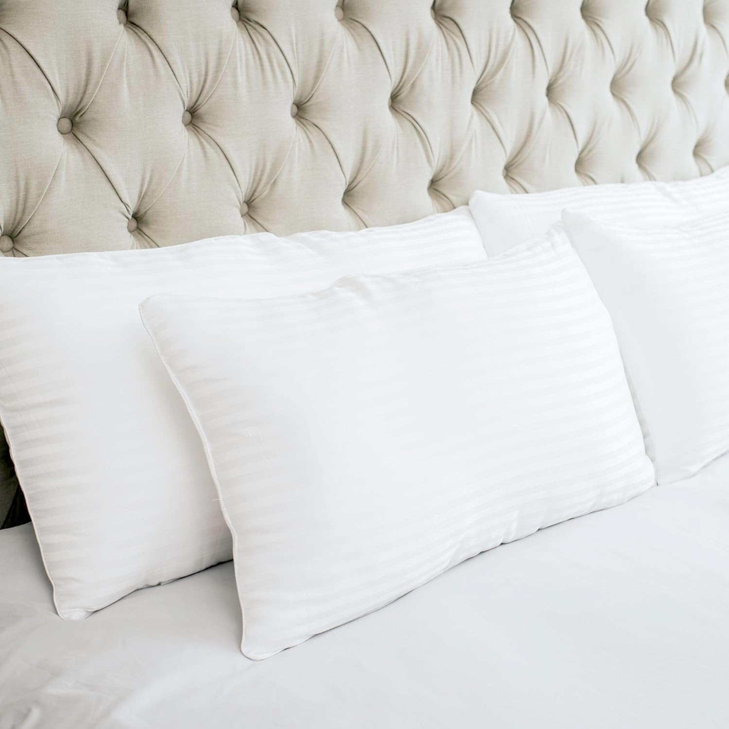 Houseify Tuck Me in Pillow Co. Premium Down Alternative Pillows for Side and Back Sleepers Set of 2 King 34" L x 19" W