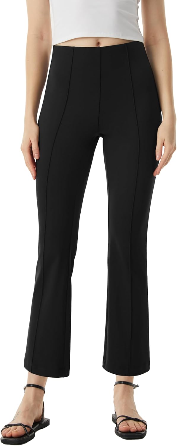 AFITNE Women's Yoga Pants with Pockets Stretchy Pull On High Waisted Cropped Pants Work Casual Dress Ankle Slacks