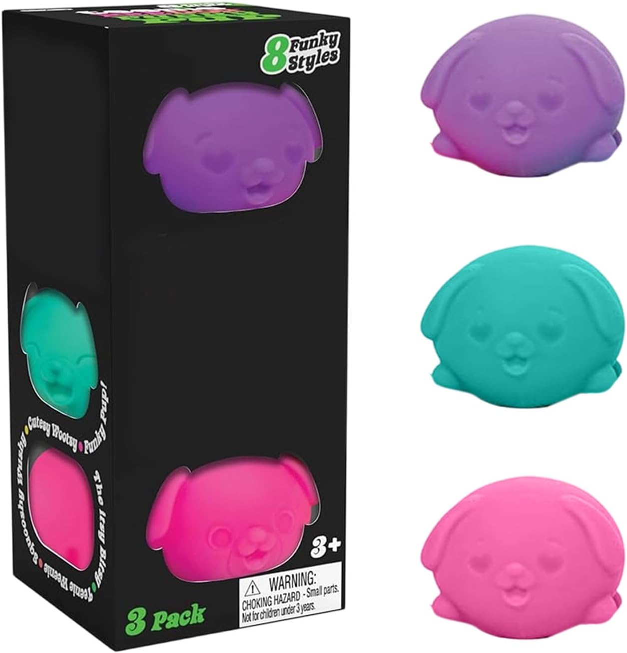 Cool Dogs Squishy, 3 Pack Sugar Ball Designs, Anxiety Relief Squeeze for Sensory Play, Sensory Fidget, Slow Rising Squishy Stress Balls