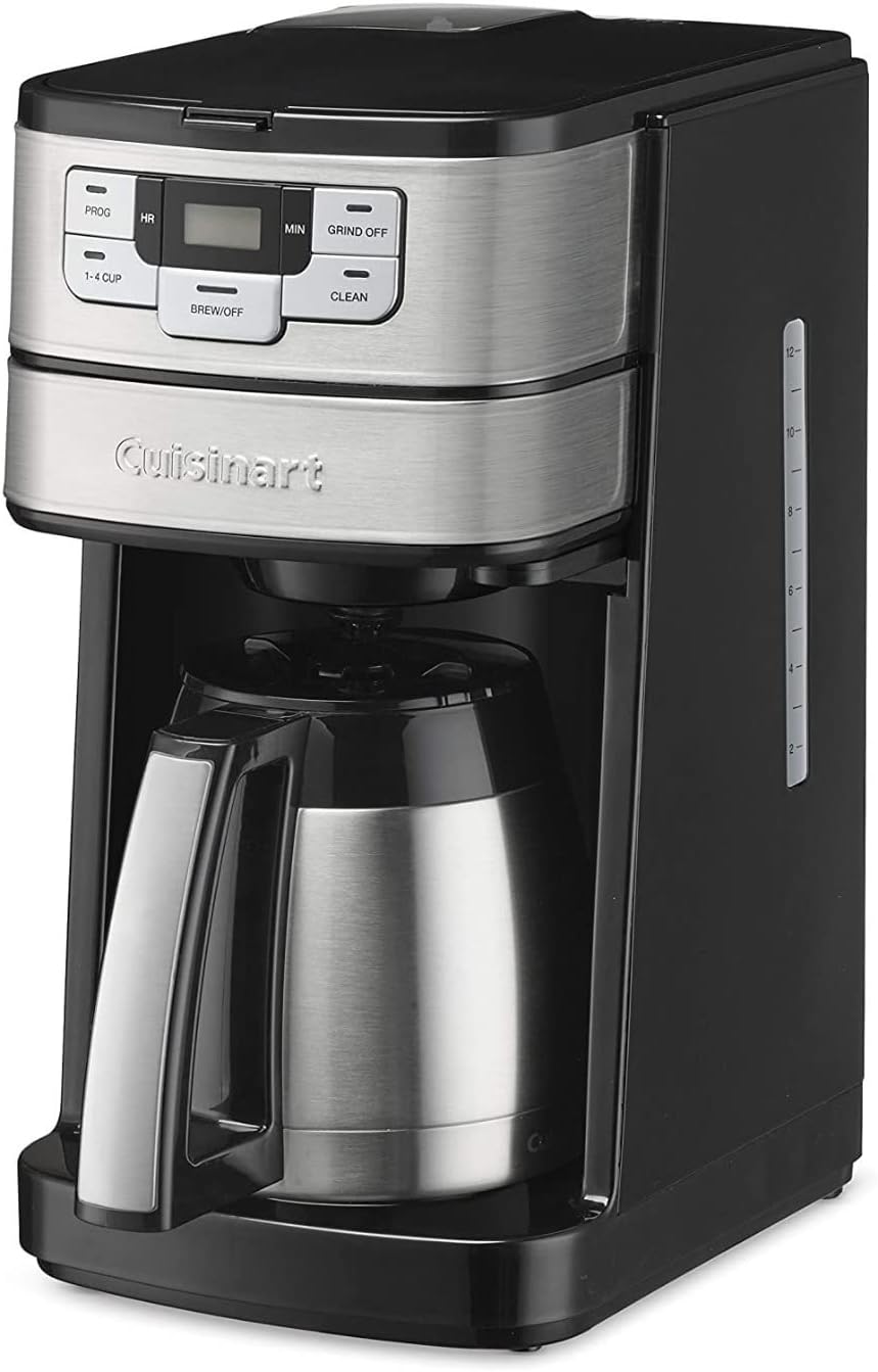 Cuisinart 10 Cup Coffee Maker with Grinder, Automatic Grind & Brew, Black/Silver, DGB-450NAS