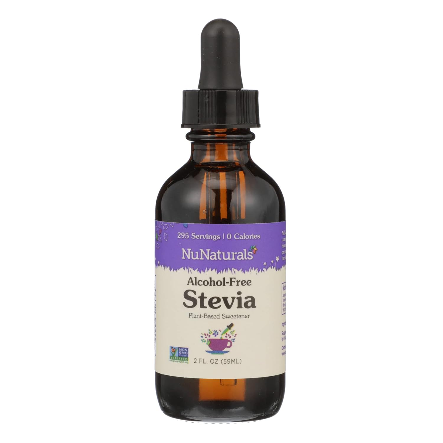 NuNaturals Liquid Stevia, Sugar-Free Sweetener, Plant-Based Sugar Substitute, Zero Calorie, Unflavored, Alcohol-Free, 2 oz