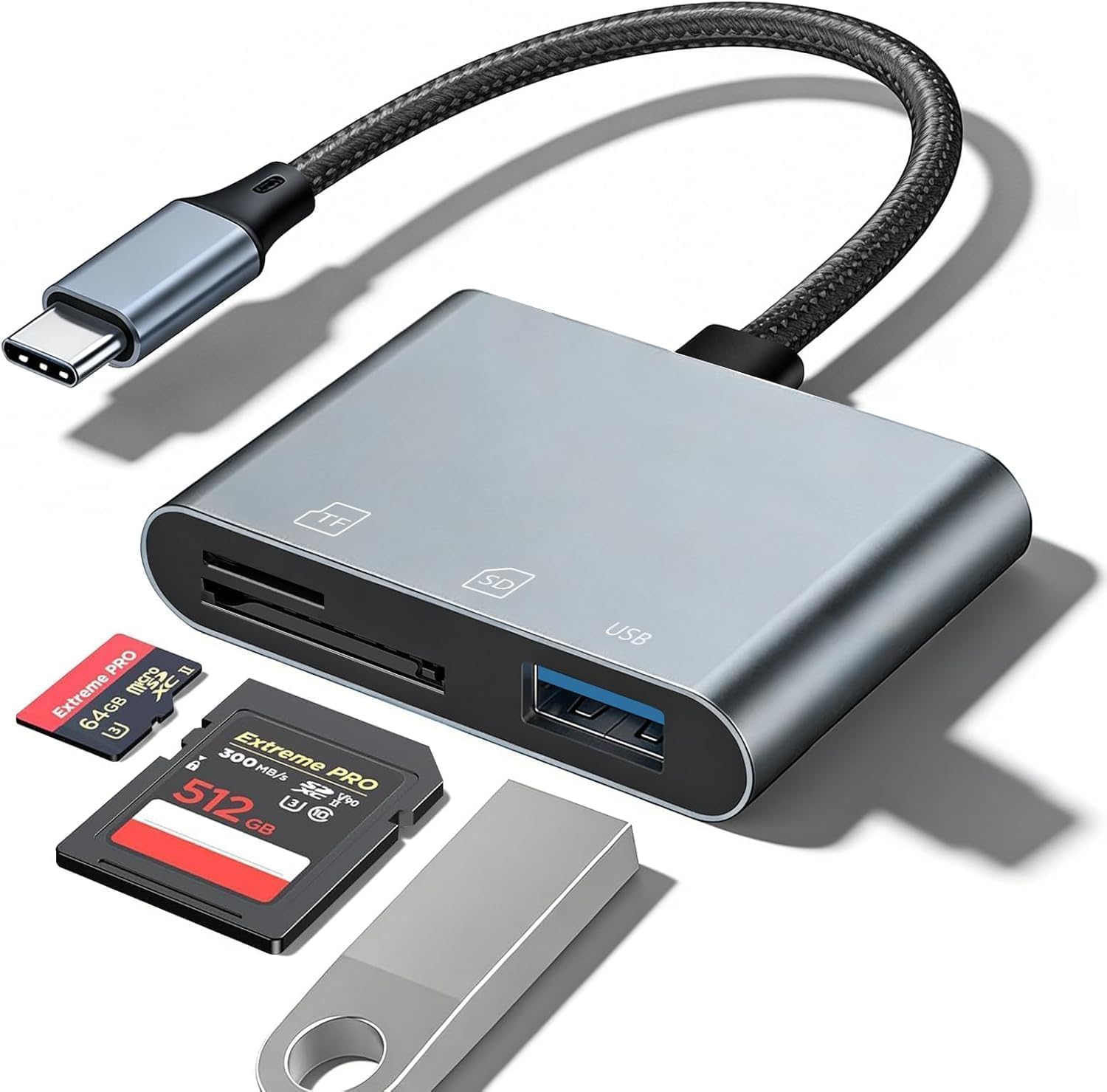 SD Card Reader 3-in-1 Type-C Card Reader Camera Adapter for Digital Camera, SD TF Card Reader USB OTG Adapter for Photo Video Transfer Compatible with iPhone 16 Android Phone Laptop Tablet