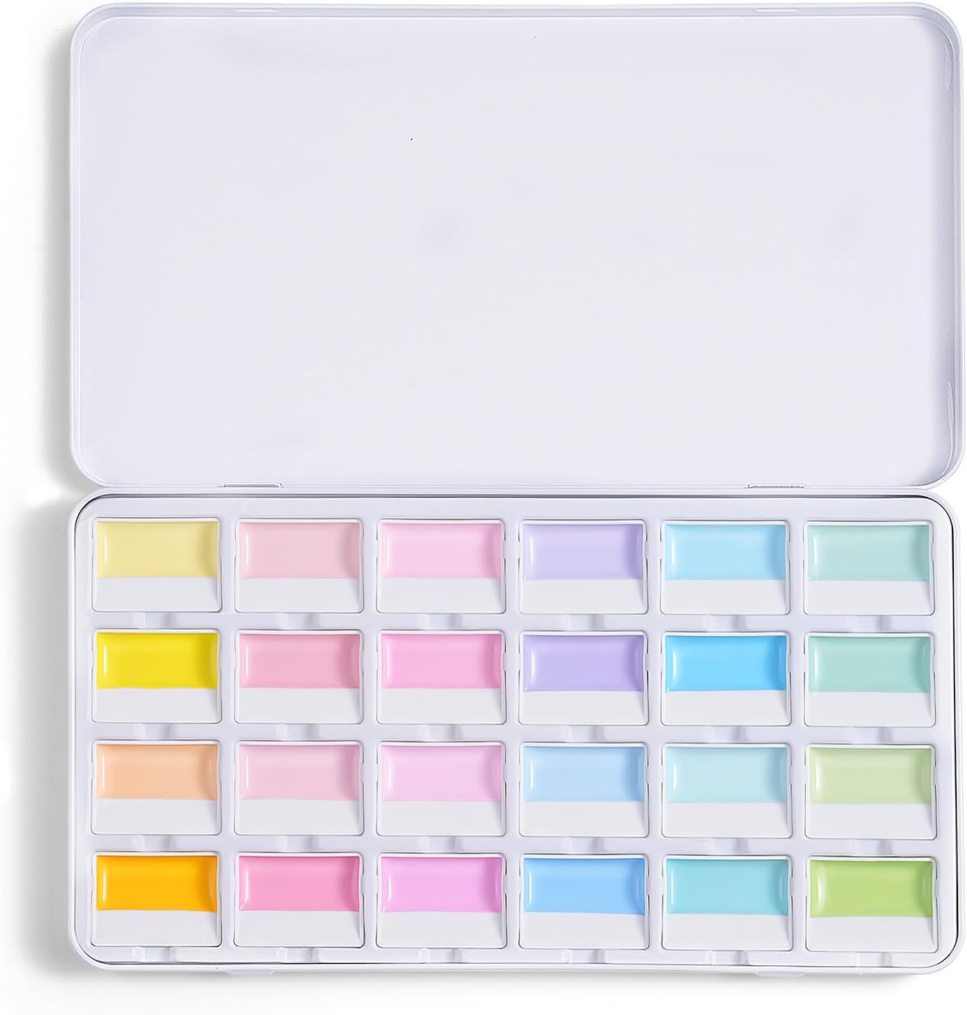 Fuumuui Watercolor Paint Set 24 Colors Opaque Semi-Solid - Muted Cream Dreamy Macaron Tone for Soft Gradient, Professional Art Supplies for Adult Artists & Beginners Painting Sketching