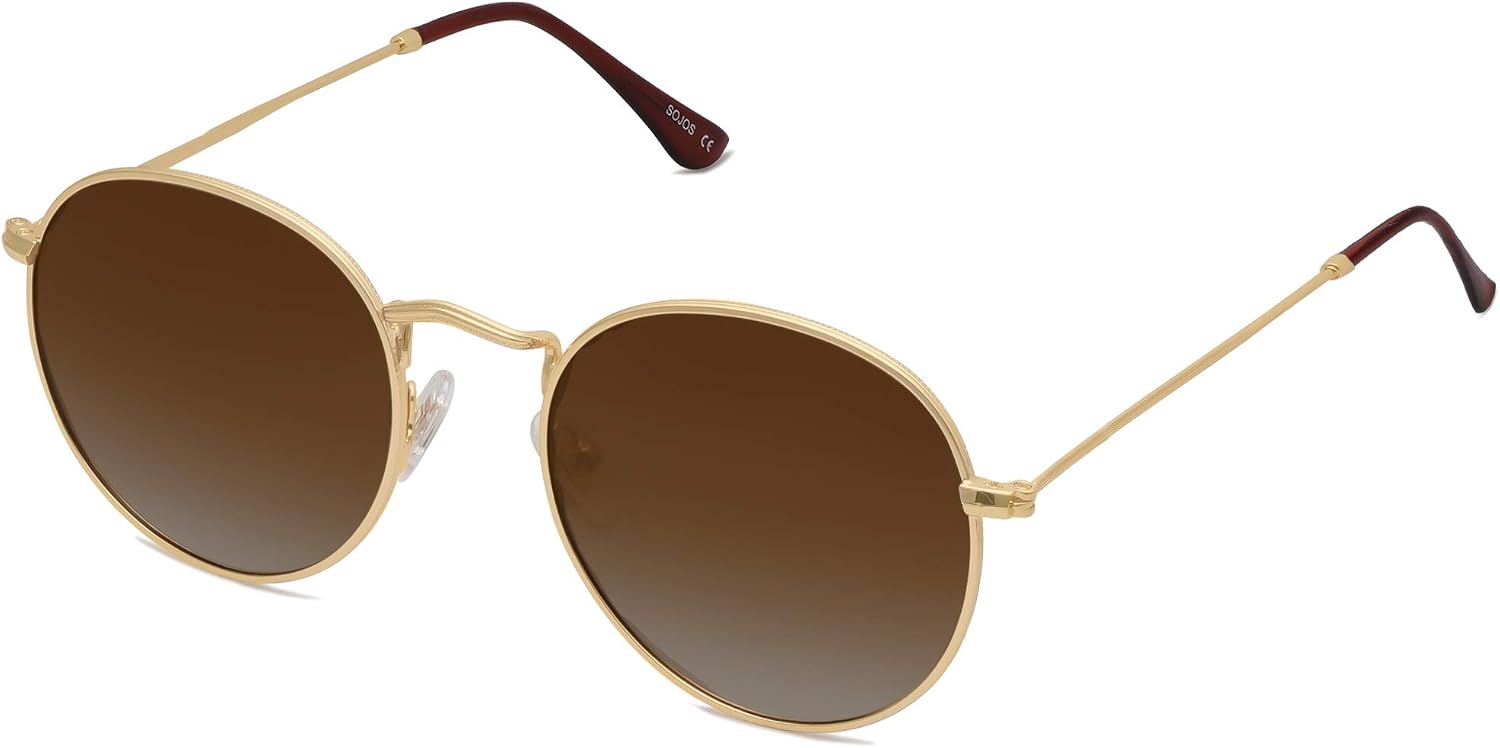 SOJOS Small Round Polarized Sunglasses for Women Men Classic Vintage Retro Shades UV400 SJ1014