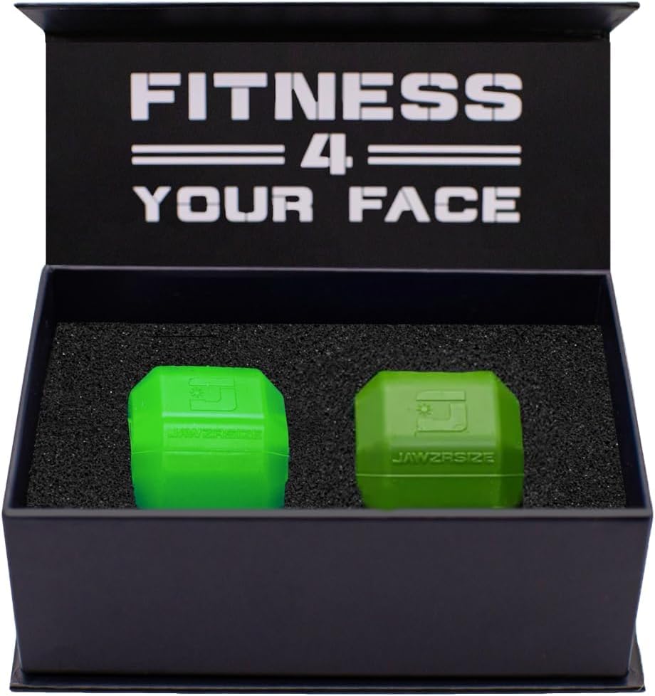 Jawzrsize Pop N Go and Custom Fit Jaw Enhancer Bundles - Jaw, Face, and Neck Exerciser and Toner, Green, 2 Count