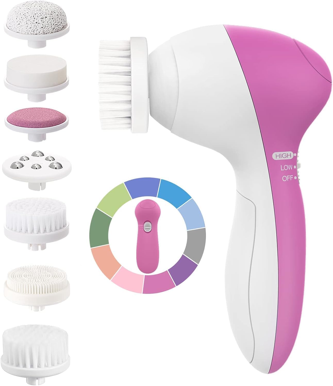 COSLUS Facial Spin Brush Face Cleansing: 7 in 1 Electric Exfoliator Spinning Cleanser Device Waterproof Face Gentle Cleanning, Exfoliating, Scrubbing Skin Care for Women Men Teenage Girls Set