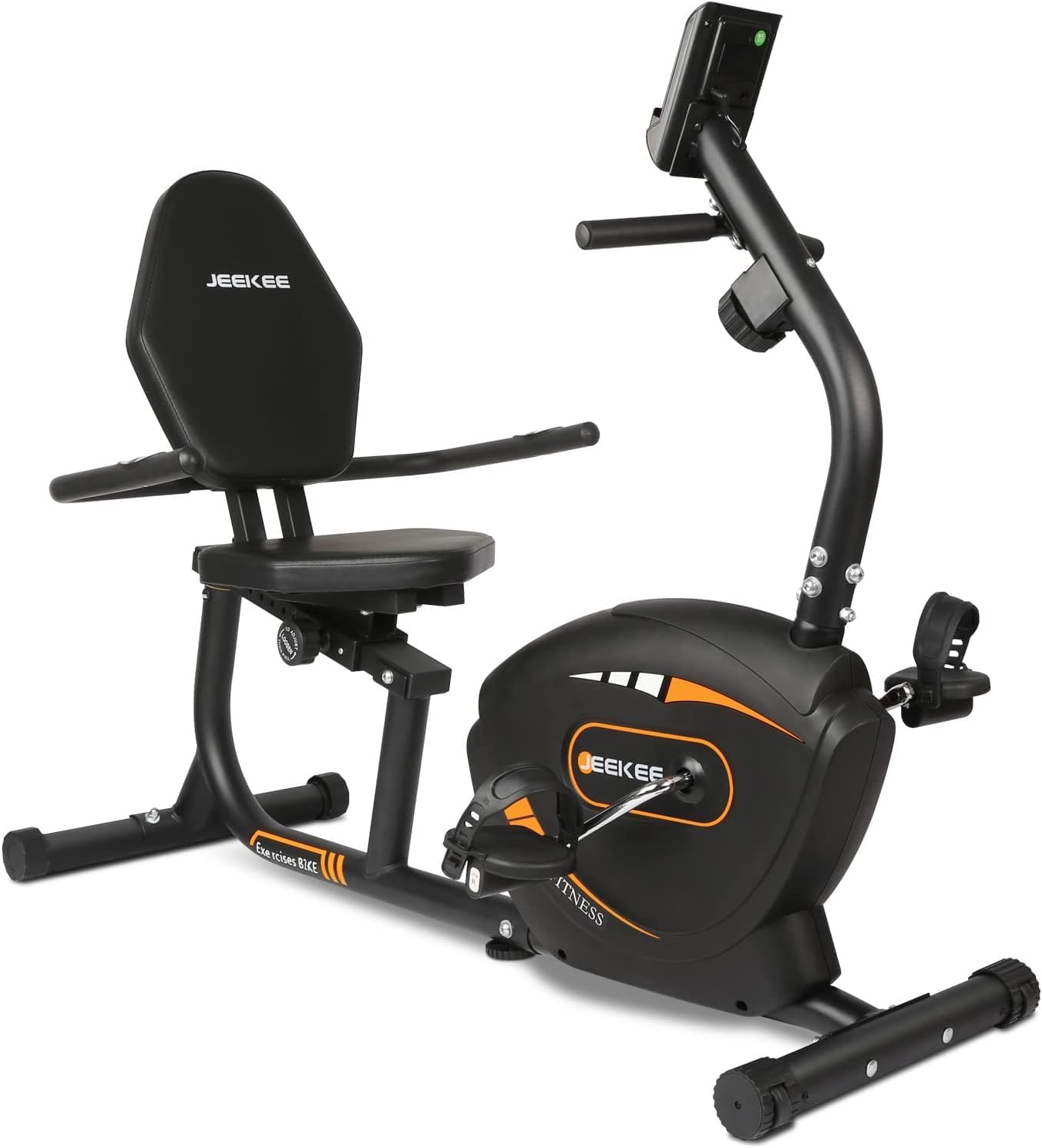 JEEKEE Recumbent Exercise Bike for Seniors,Stationary Bikes for Home, 300LB Capacity & 16 Levels Magnetic Resistance, Heart Rate Handle