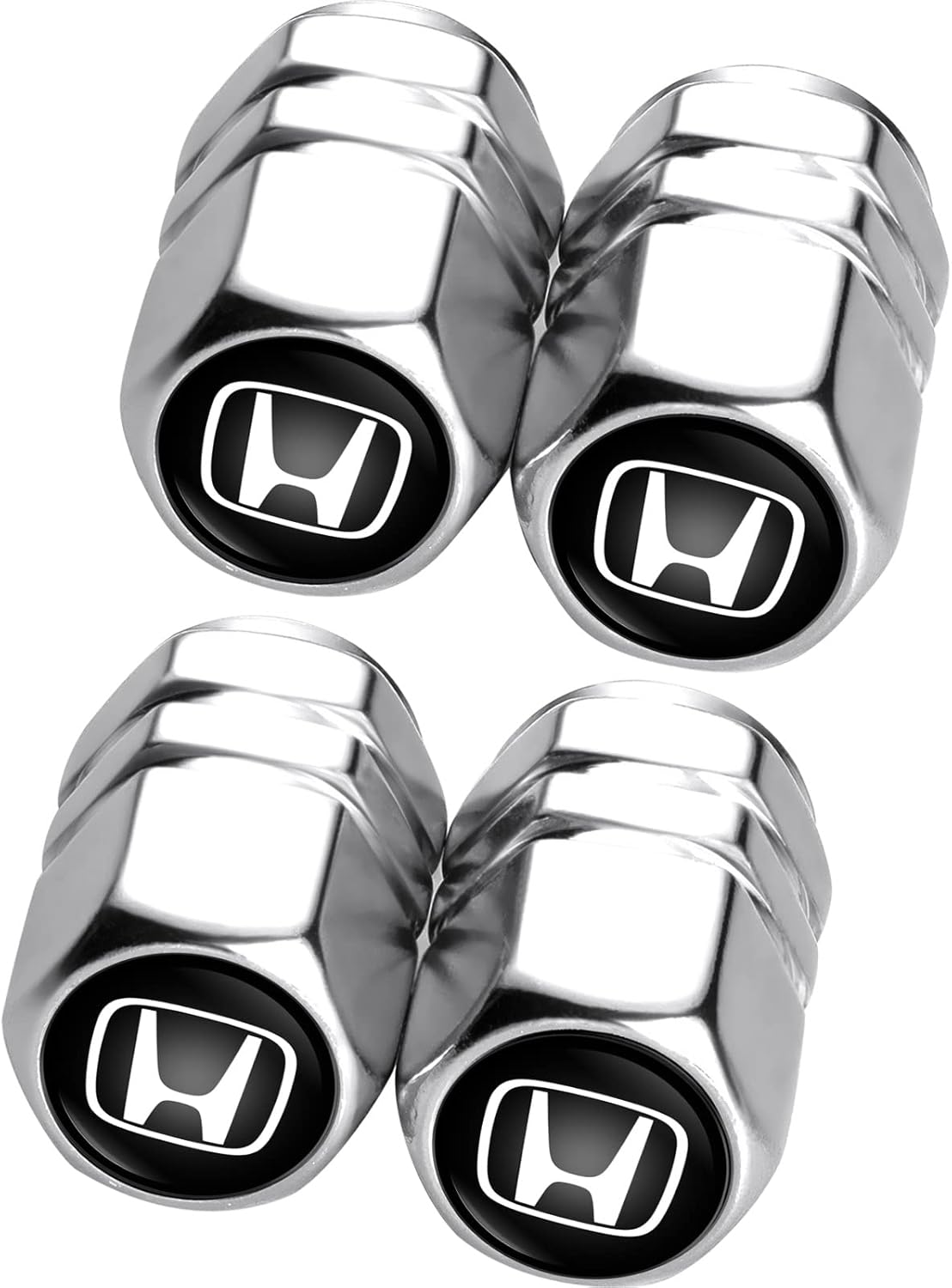 4Pcs Car Tyre Valve Caps Cover,Metal Car Tire Dust Caps for Honda Accord Civic Fit CRV Pilot EX CR-V EX-L Touring Pilot,Car Accessories Anti-corrosion Leak-Proof Screw-On Easy-Grip,Silver