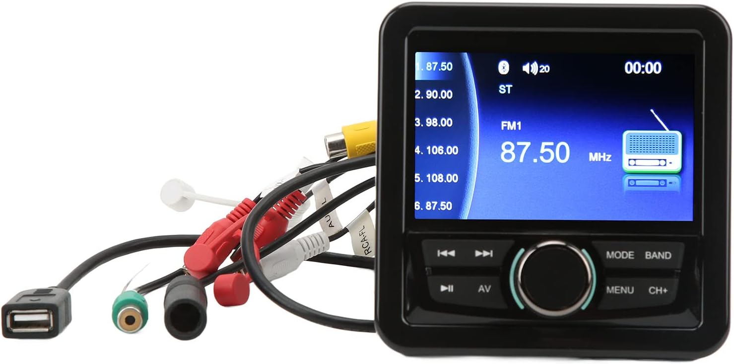 Marine Bluetooth Stereo Radio, Waterproof Boat Audio Receiver, Digital Marine Grade Player with FM/AM Radio, MP3/USB/AUX/RCA, Remote Control, Lossless Music