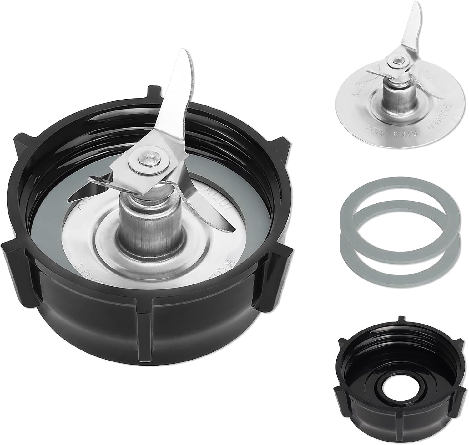 Blender Replacement Parts Compatible with Oster Blender Ice Blades ABS Plastics Base Stainless Steel Ice Blade and 2 Rubber O Ring Seal Gasket, Compatible with Oster Osterizer Blender Accessories