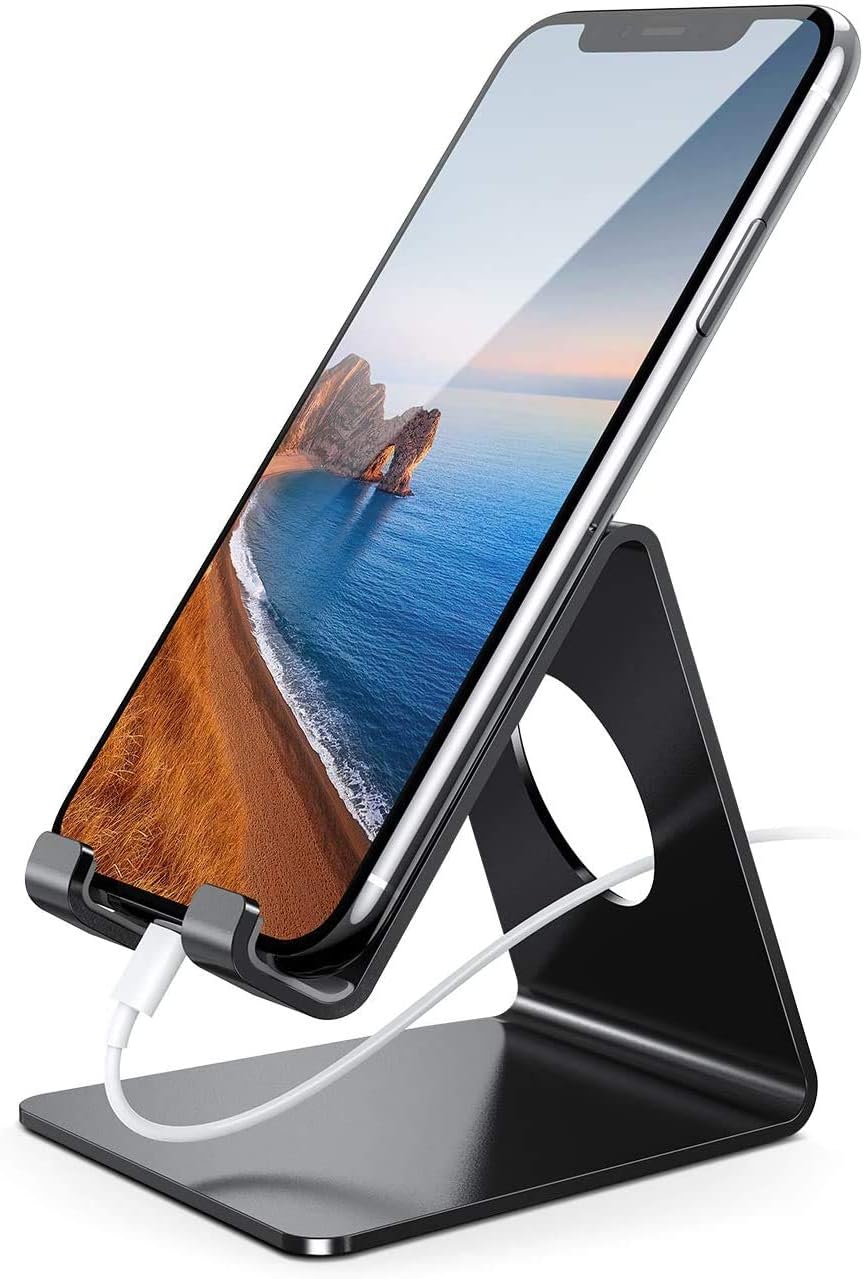 Lamicall Cell Phone Stand, Phone Dock: Cradle, Holder, Stand for Office Desk - Black
