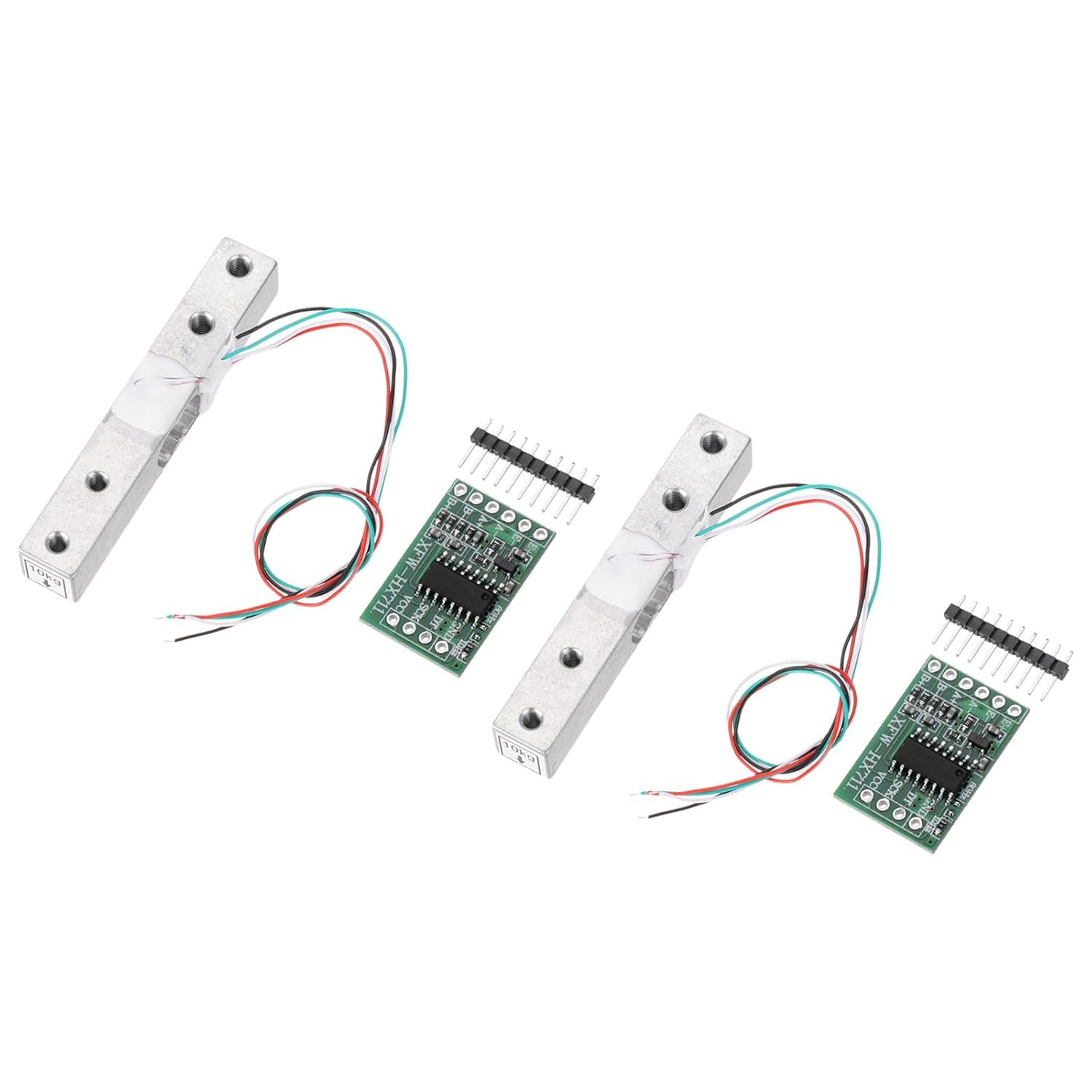 sourcing map 2 Set Digital Load Cell Weight Sensor 10KG + HX711 Module Weighing Sensor 24 Bit Precision A/D Dual-Channel for DIY Portable Electronic Kitchen Scale Kit