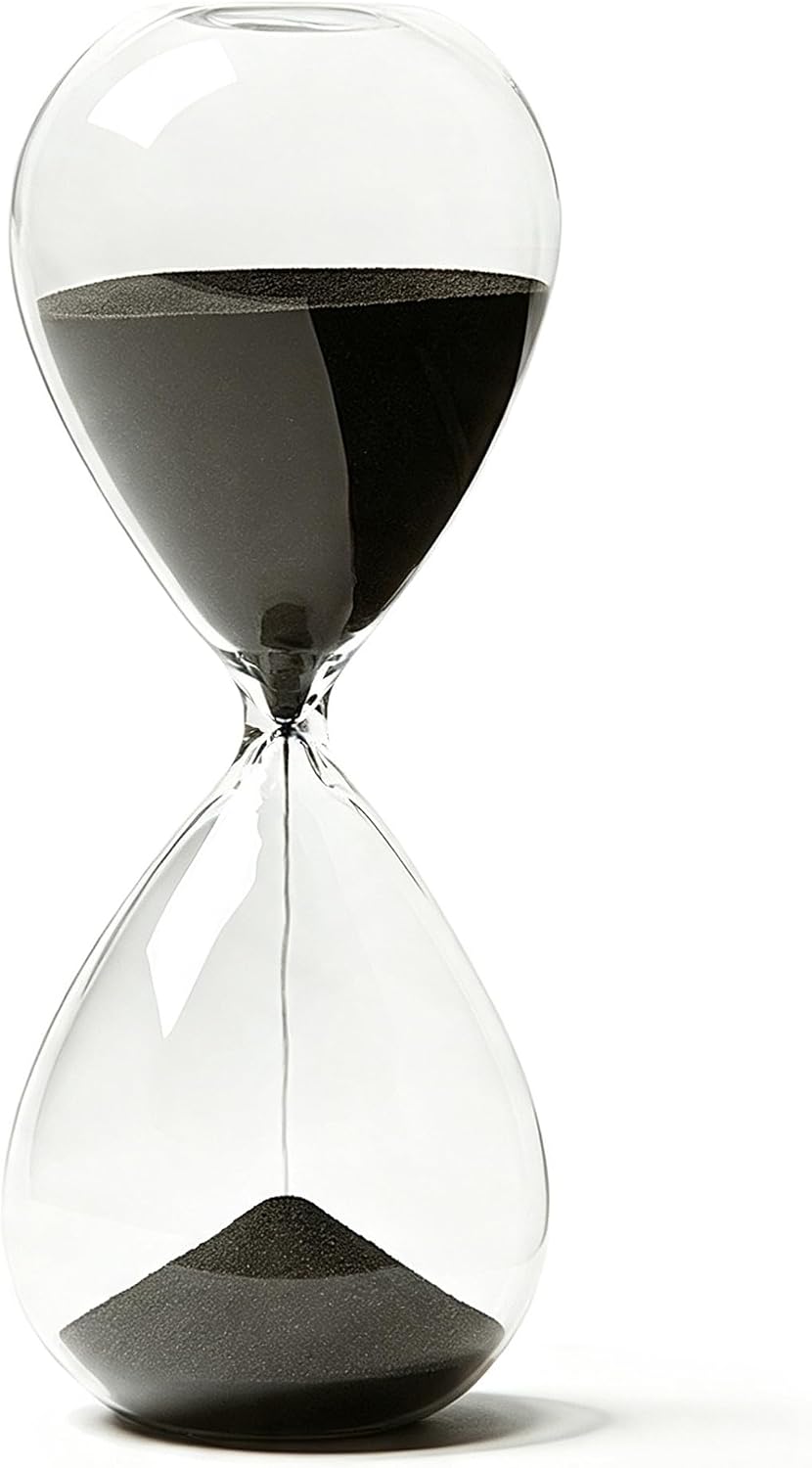 Hourglass, HoveBeaty Black Sand Timer, 15 Minute Hand-Blown Glass