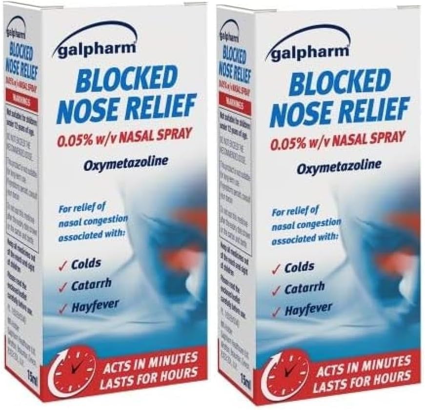 2x15ml Galpharm Blocked Nose Relief Nasal Spray – Bundled by Smart Cutie