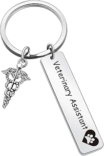 ZQEOU VET Keyring Veterinarian Assistant Keychain For Coworker Gift VET Tech Keychain Veterinarian Assistant Thank You Gift