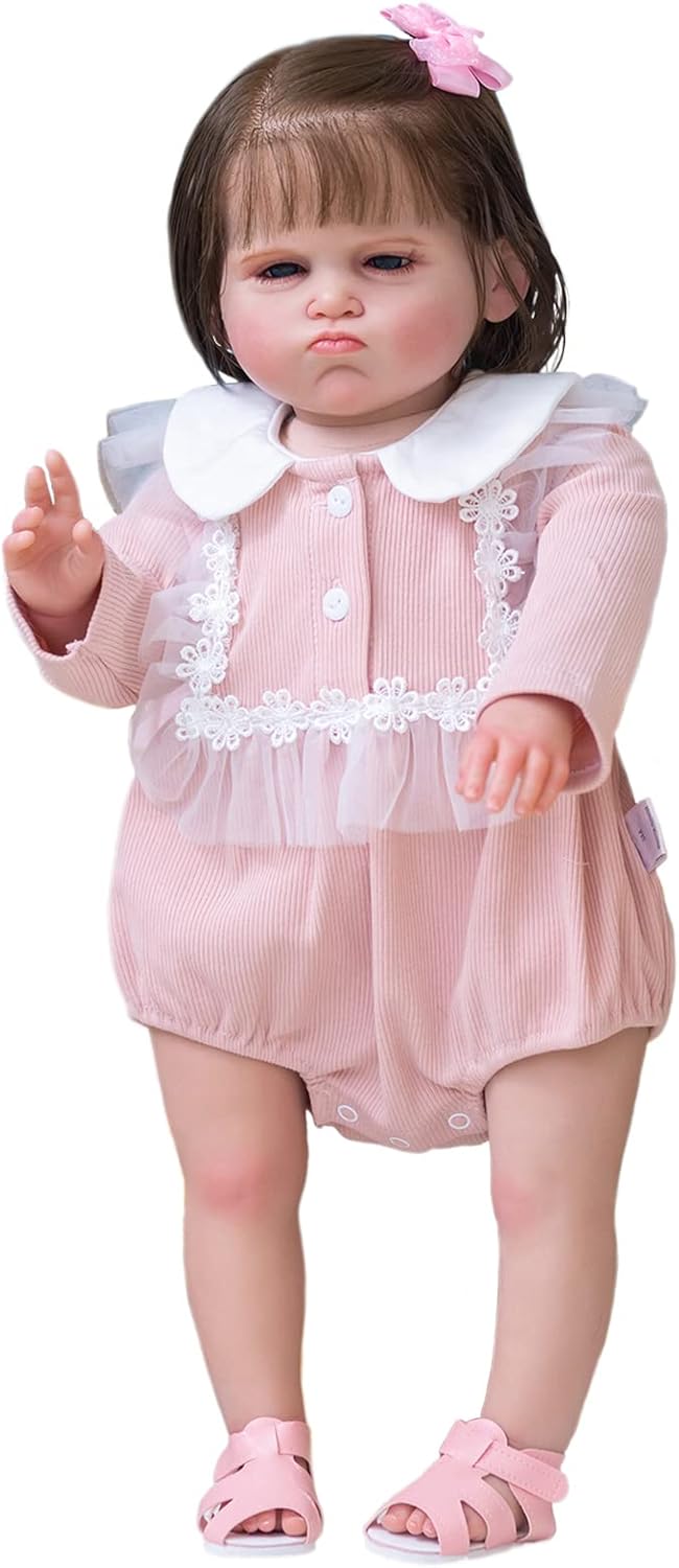 YIHANGG Pouting Reborn Baby Doll Girl 26inch 65cm Huge Real Baby 6 Month Size Reborn Toddler Doll Realistic 3D Skin Visible Veins Art Collectible Christmas Birthday Gifts