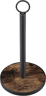 OROPY Paper Towel Holder Countertop with Heavy Duty Wood Base, Farmhouse Paper Towel Roll Stand for Kitchen Counter fits Standard and Jumbo Size Paper Towels (Brown)