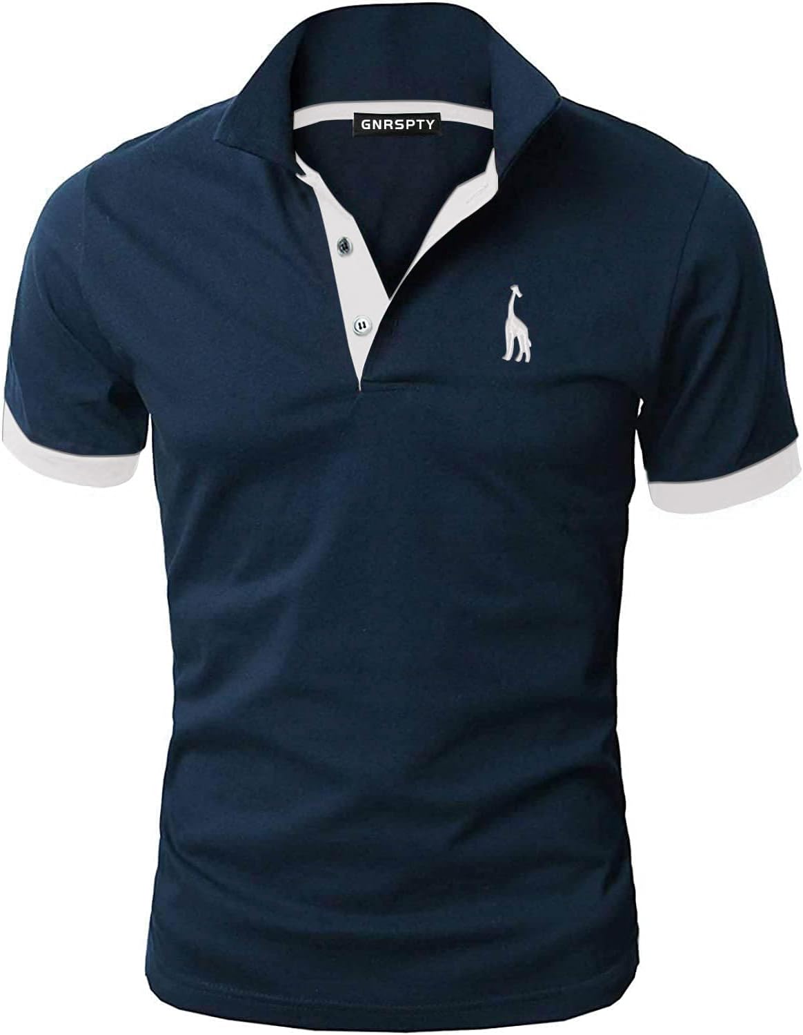 GNRSPTY Mens Short Sleeve Polo Shirts Classic Giraffe Embroidery Golf Tennis T-Shirt