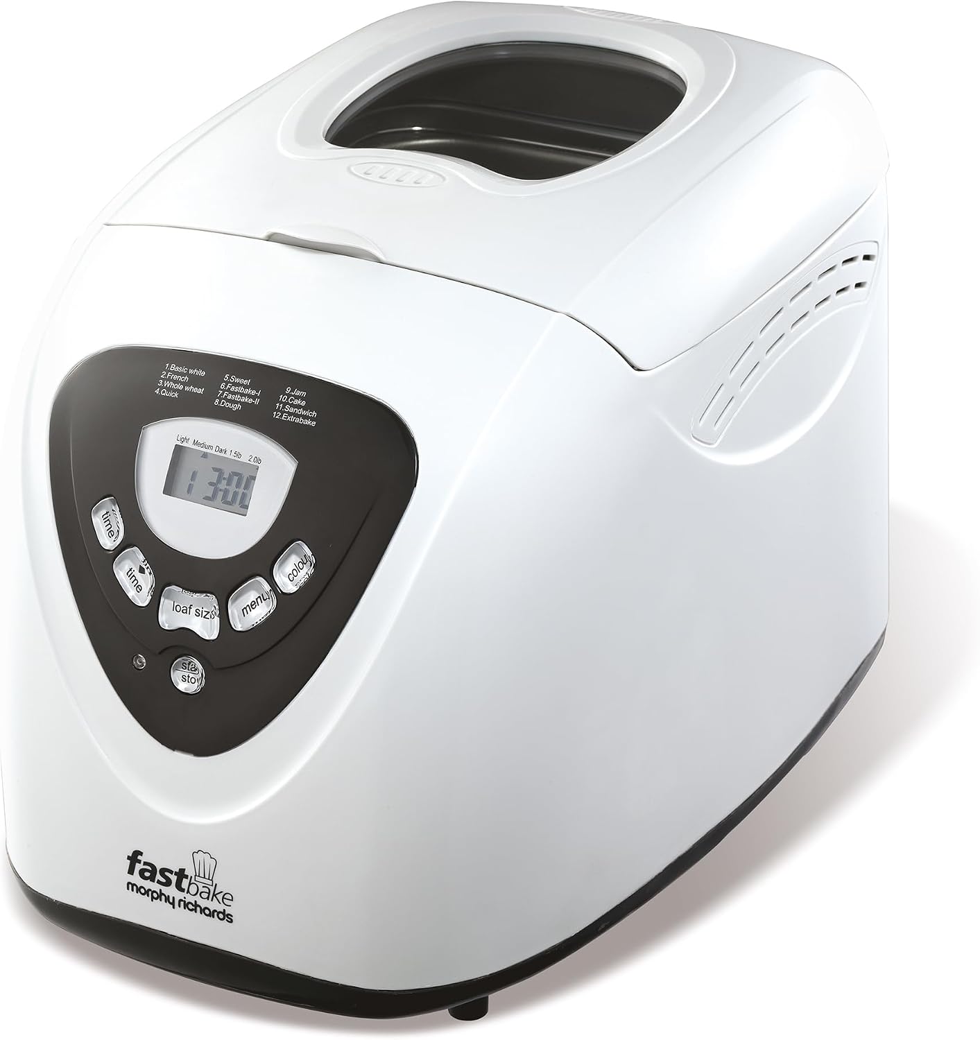 Morphy Richards Fastbake Breadmaker, 12 Programmes Crust Loaf Feature,Compact Multifunctional Design, 13 Hour Delay Timer, Keep Warm, Sourdough, Pizza Dough, Jam, Gluten Free & More