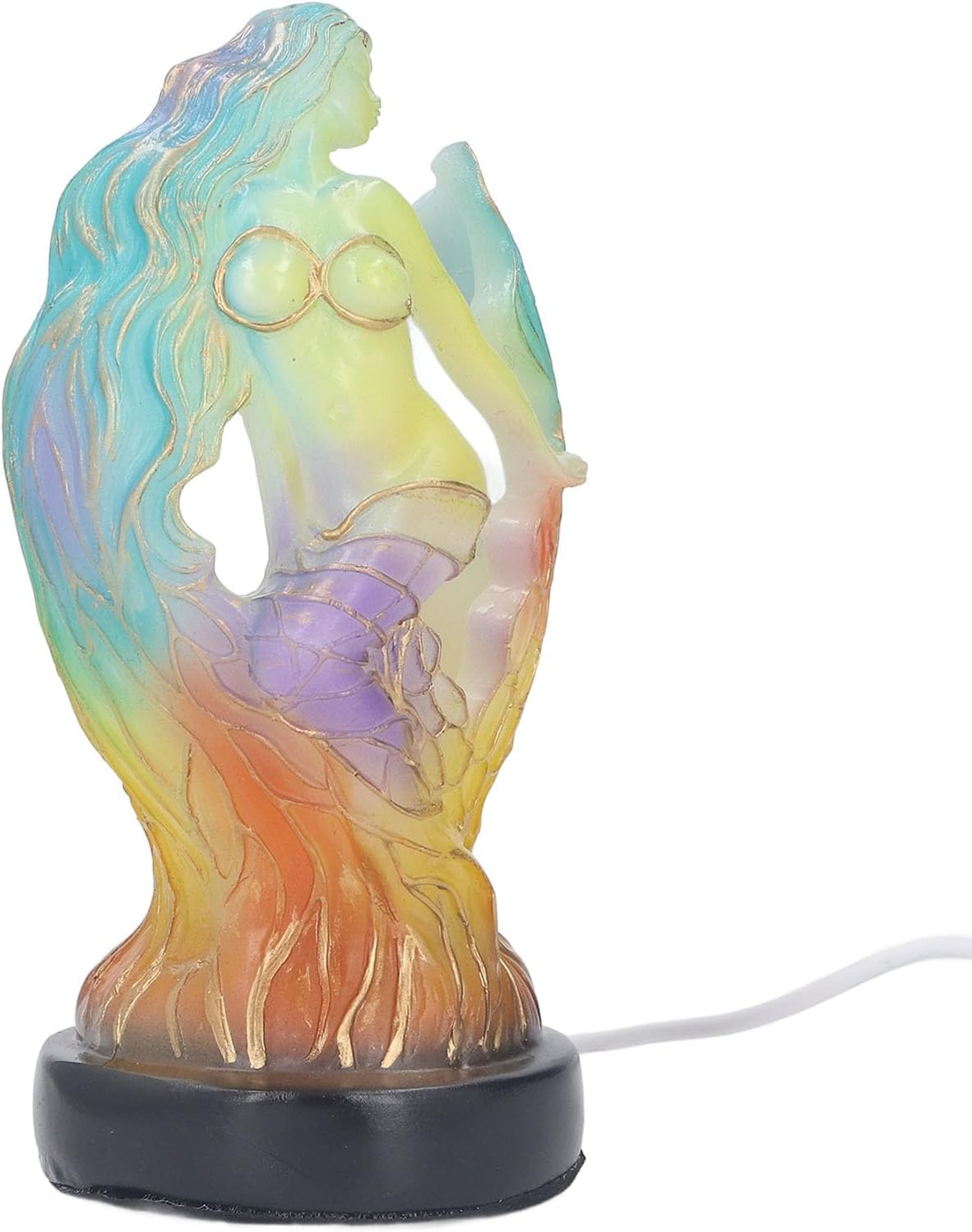 Innovative Vintage Sea Maid Resin LED Night Light Desk Lamp for Bedroom, Cozy Indoor Decor