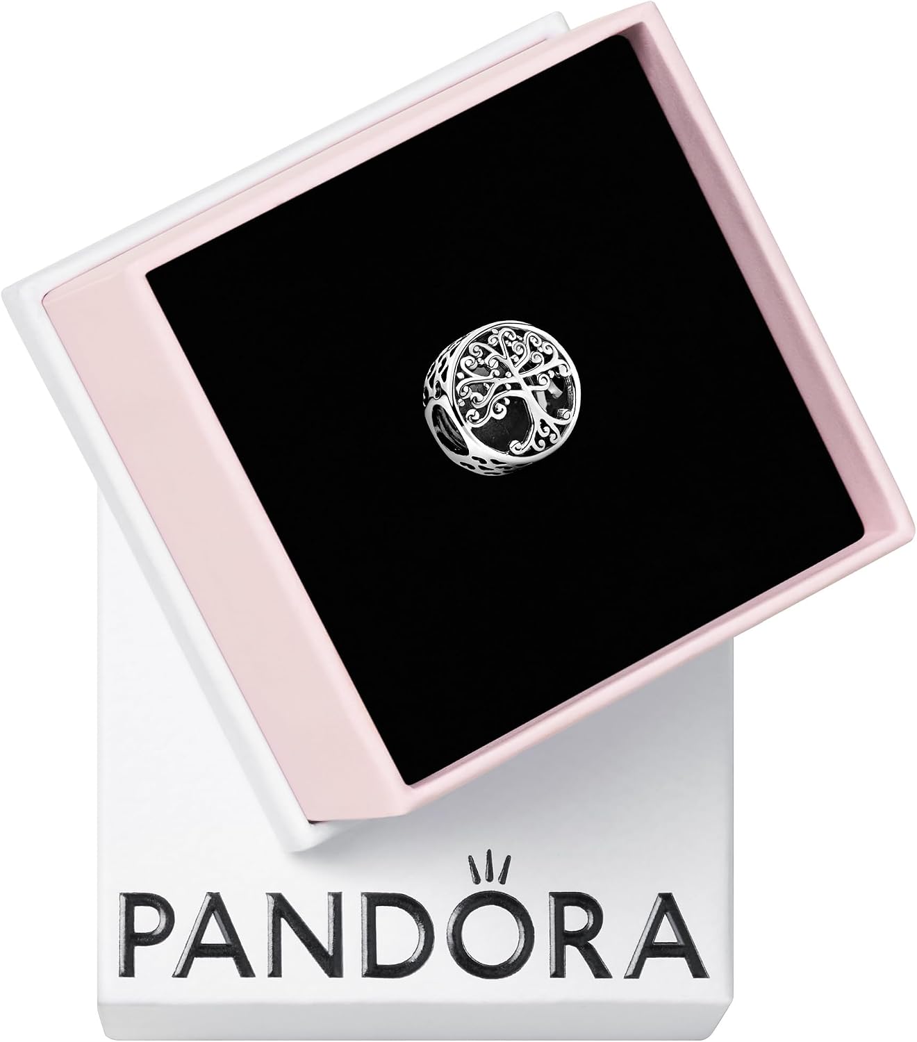PANDORA Family Tree Charm - Engraved Family Message - Meaningful Keepsake - Jewelry for Women with Gift Box - Compatible Moments Charm Bracelets - Sterling Silver