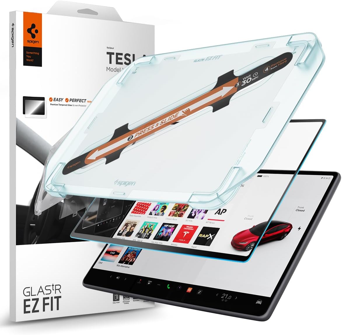 Spigen Glas.tR EZ Fit Anti Glare Tempered Glass Screen Protector for Tesla Model 3 Highland (2024/2025), New Model Y (Juniper, 2025), 15.4 inch, 1 Pack, Matte, Anti Glare, Anti FingerPrint
