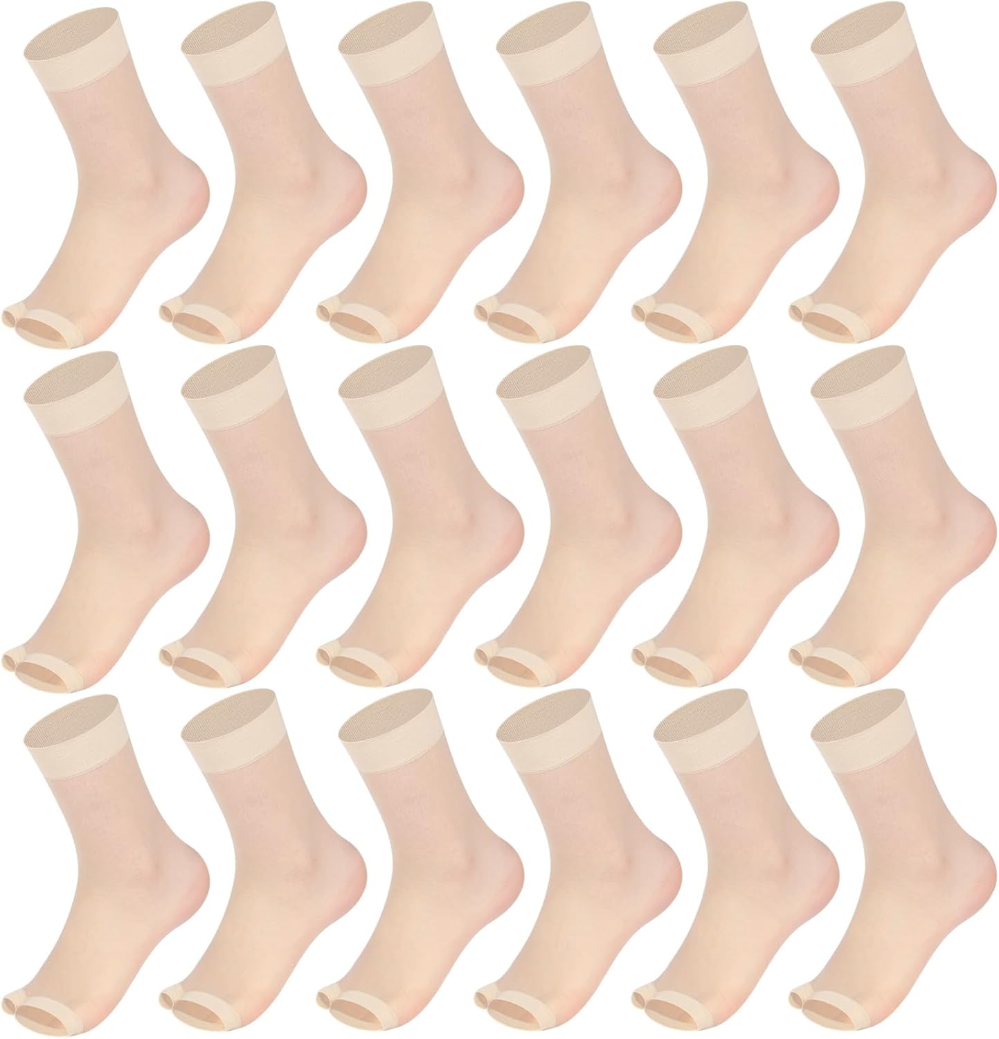 10 Pairs Toeless Socks Open Toe Sheer Ankle Socks Nylon Open Toe Feet Stockings for Women