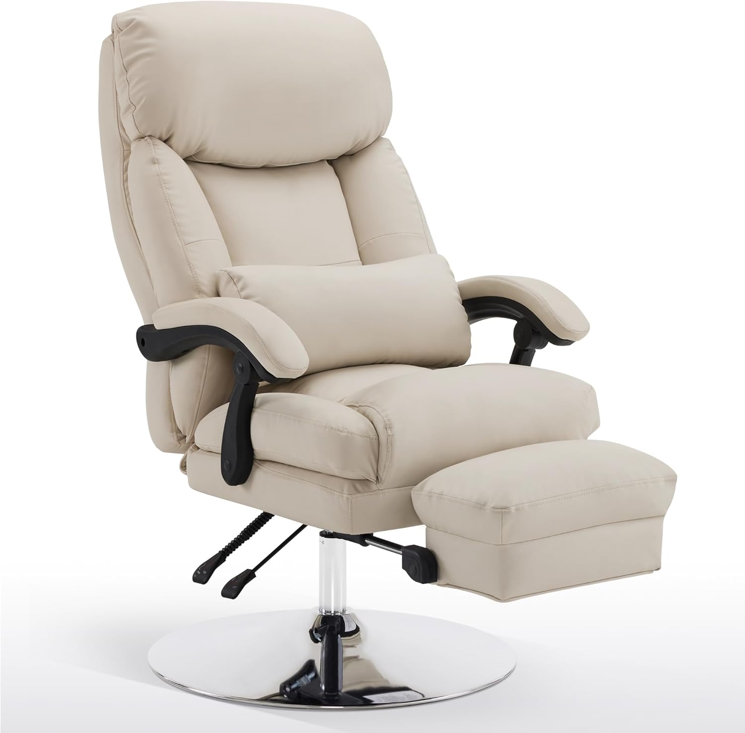 BarberPub Beauty Chair, 360° Rotating Lifting Facial Beauty Spa Chair, Adjustable Tattoo Salon Spa Esthetician Beauty Equipment 3571 (Faux Leather, Beige)