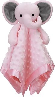Pro Goleem Elephant Security Blanket with Stuffed Animal Snuggle Toy Lovey Soft Lovie Baby Registry Search Baby Girl Gifts for Infant and Toddler Pink 16 Inch