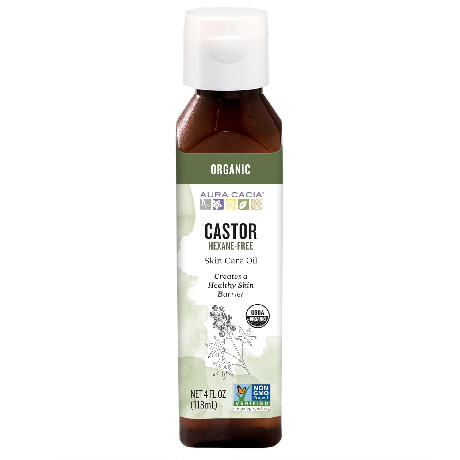 Aura Cacia Organic Skin Care Oil, Castor, 4 Fluid Ounce