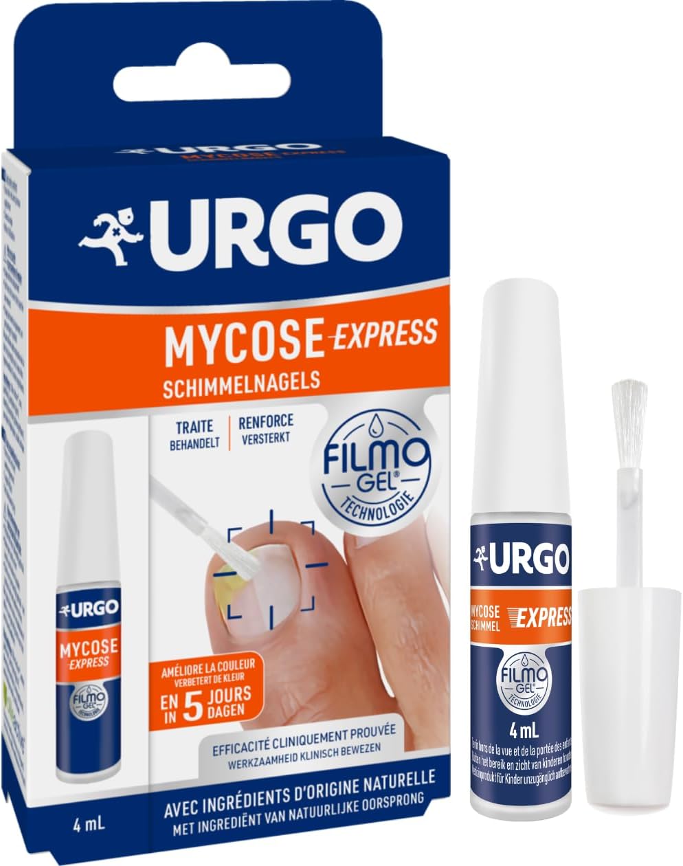 Urgo Gel Nail Treatment for Mycosis - Active Oil-based, For Hands and Foot Nails, Bottle with Applicator Brush and 5 Nail Files, Adults and Children from 4 Years