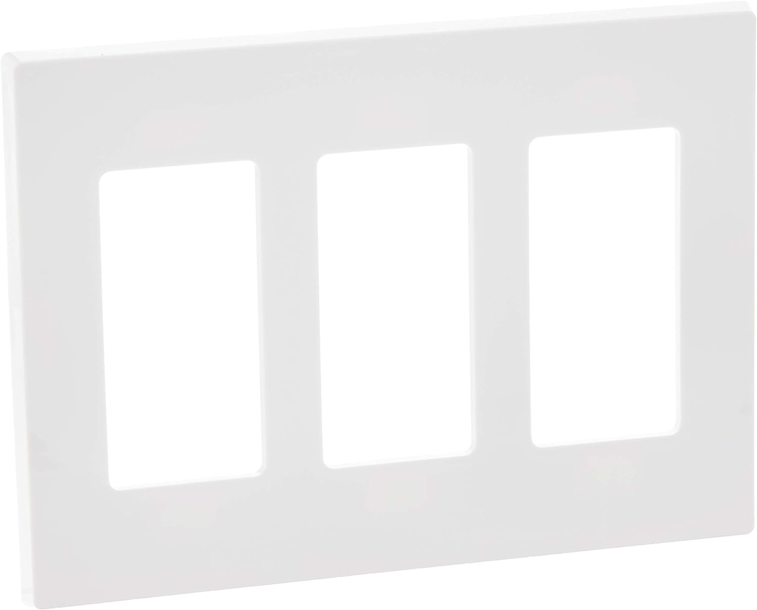 Leviton 80311-SW 3-Gang Decora Plus Wallplate Screwless Snap-On Mount, White by Leviton