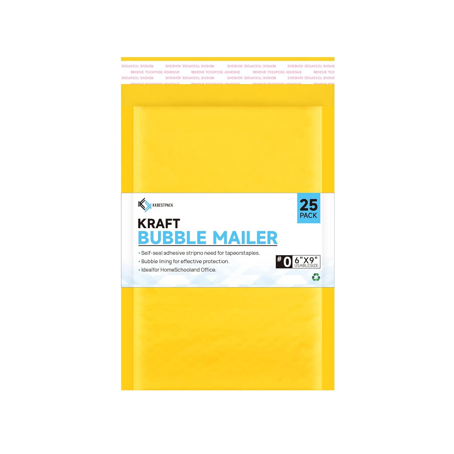 Kkbestpack Kraft Bubble Mailers #0, Self-Seal Padded Mailing Envelopes, Pack of 25, 6x9 Inches