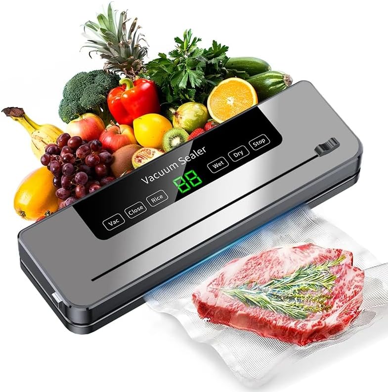 Vacuum Food Sealer Automatic Sealing System with Suction Tube 20 Free Bags Preserve Freshness & Flavor Space Saving Kitchen Appliance for Home Cooks