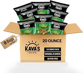 Kava's Plantain Chips Lime 2.5 Ounce (Pack of 8) - Lime Plantain Chips Individual Bags, Vegan & Gluten Free Lime Chips | Banana Plantain Chips Delicious & Healthy Snacks - Plantain Chips Bulk