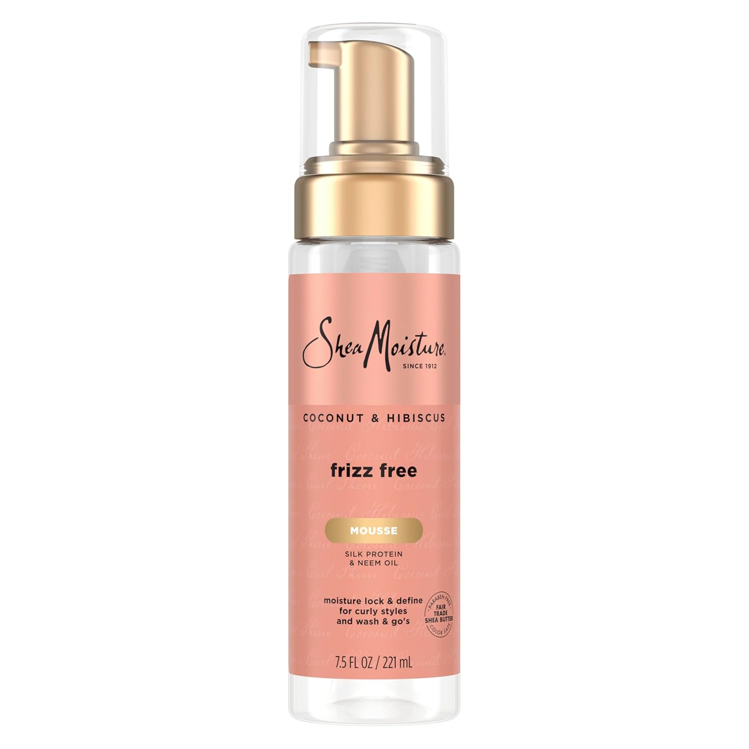 SheaMoisture Curl Mousse for Curly Hair, Coconut & Hibiscus Styling Mousse for Frizz Control & Volume, with Shea Butter, 7.5 oz