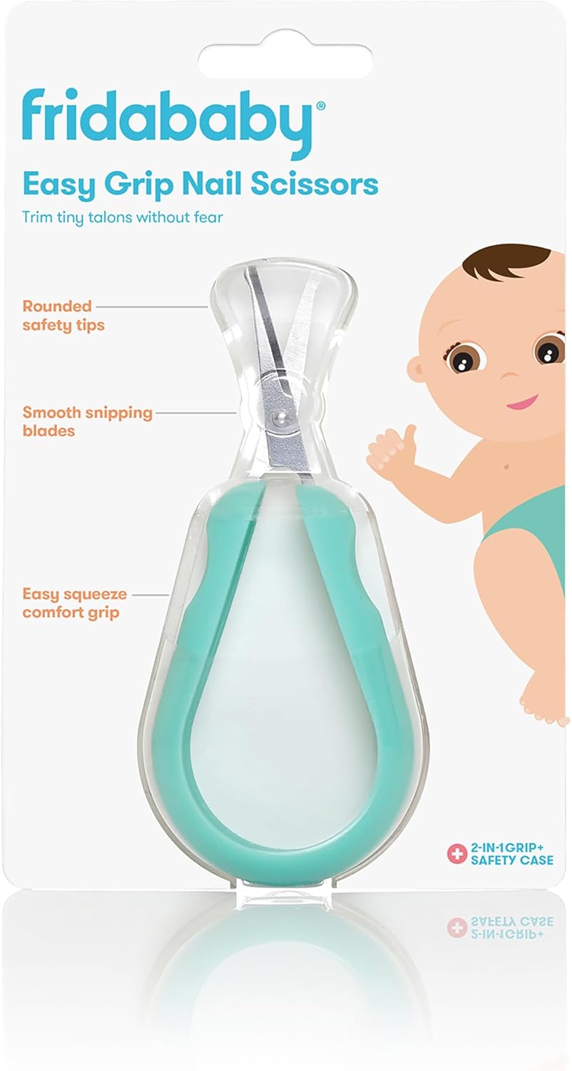 Frida Baby Easy Grip Nail Scissors | Grooming Essentials Safe for Infant Newborn Toddler Nails