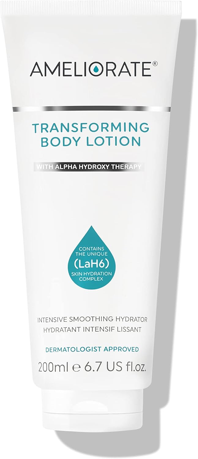 Ameliorate Transforming Body Lotion 200ml - Fragrance Free | LaB6, Lactic Acid, AHAs | Dermatologically tested, Menopause Friendly