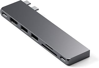 Satechi USB C Hub Multiport Adapter Pro, USB C Dongle 7 in 1 with USB4 Port, 100W PD, 4K HDMI, USB C Data, 2 USB-A, Micro/SD Card Readers, for MacBook M1 M2 M3 - Space Gray