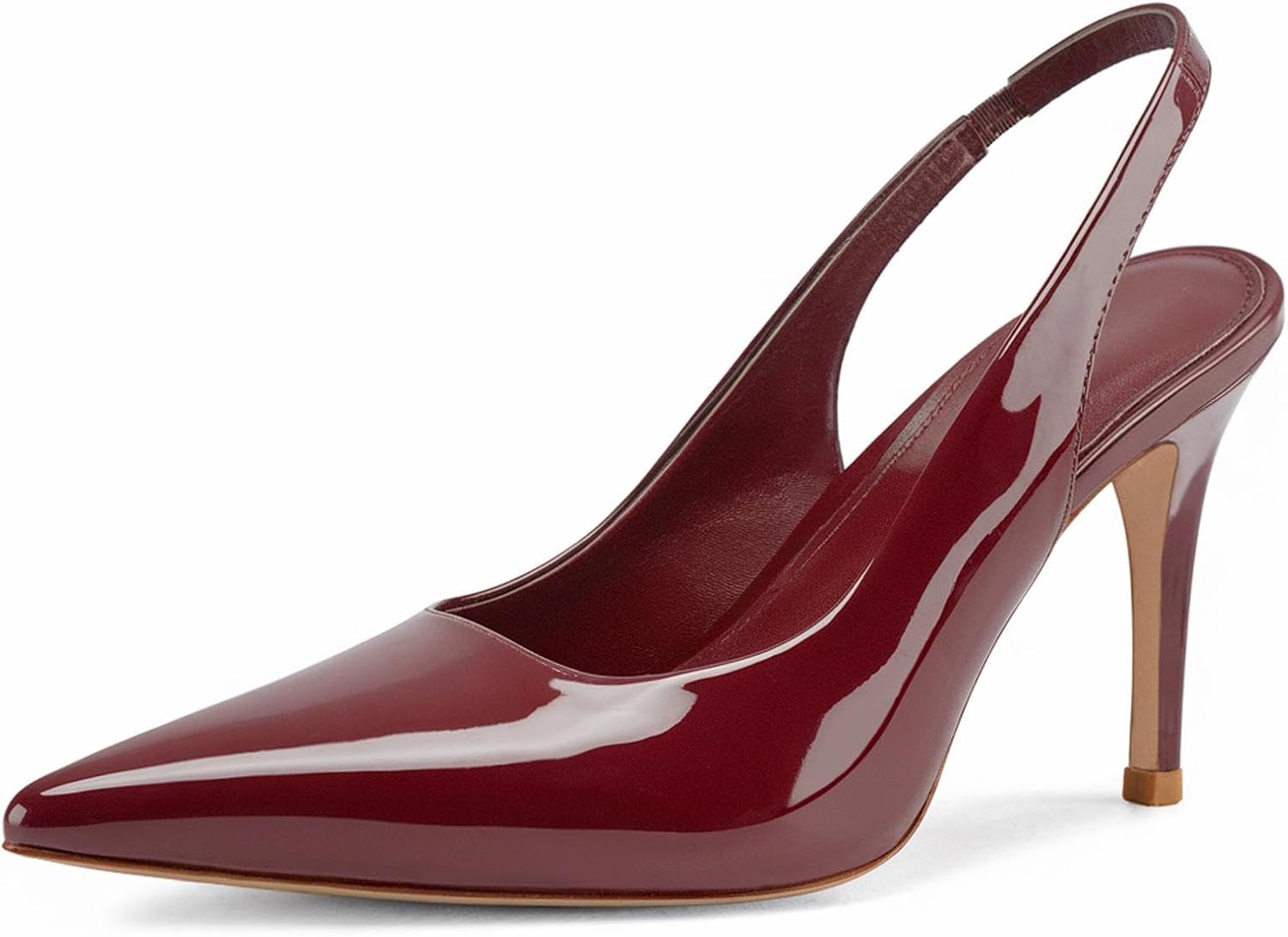 heelchic Slingback Heels for Women Pointed Toe Stiletto Heel Closed Toe Pumps Slip on High Heels 2.95 inch Dress Pumps