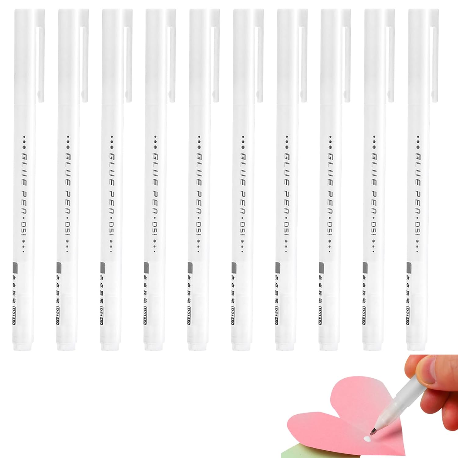 10Pcs Adhesive White Glue Pens,Quick Dry Crafting Fabric Liquid Glue Pen Ballpoint Precision Scrapbooking Glue Sticks Pens for Card Making
