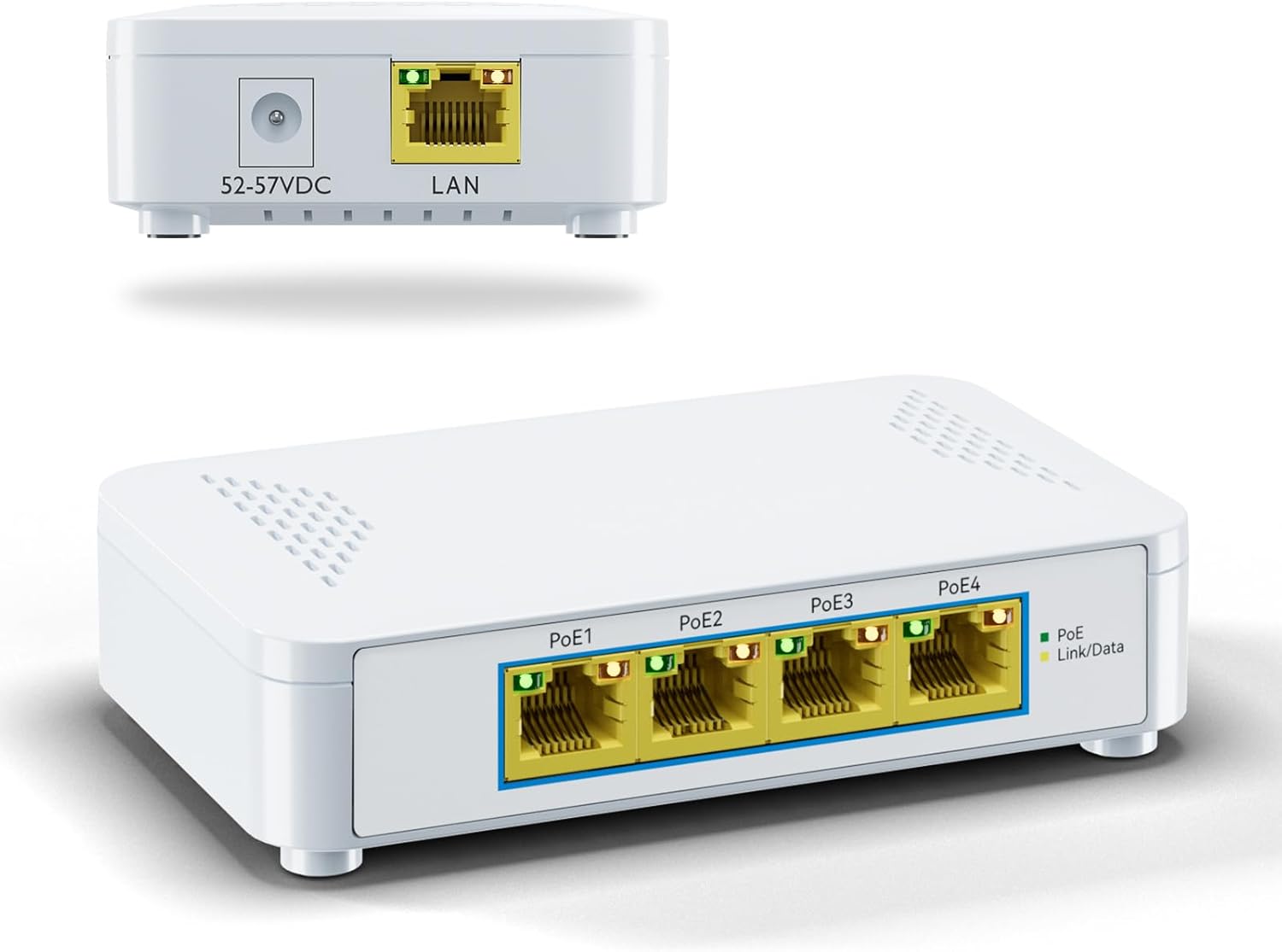EN-S4P 5 Port Gigabit PoE Switch - 4 PoE+ Ports, 60W Total, Plug and Play, Small Desktop Switch for Camera/Access Point/IP Phones