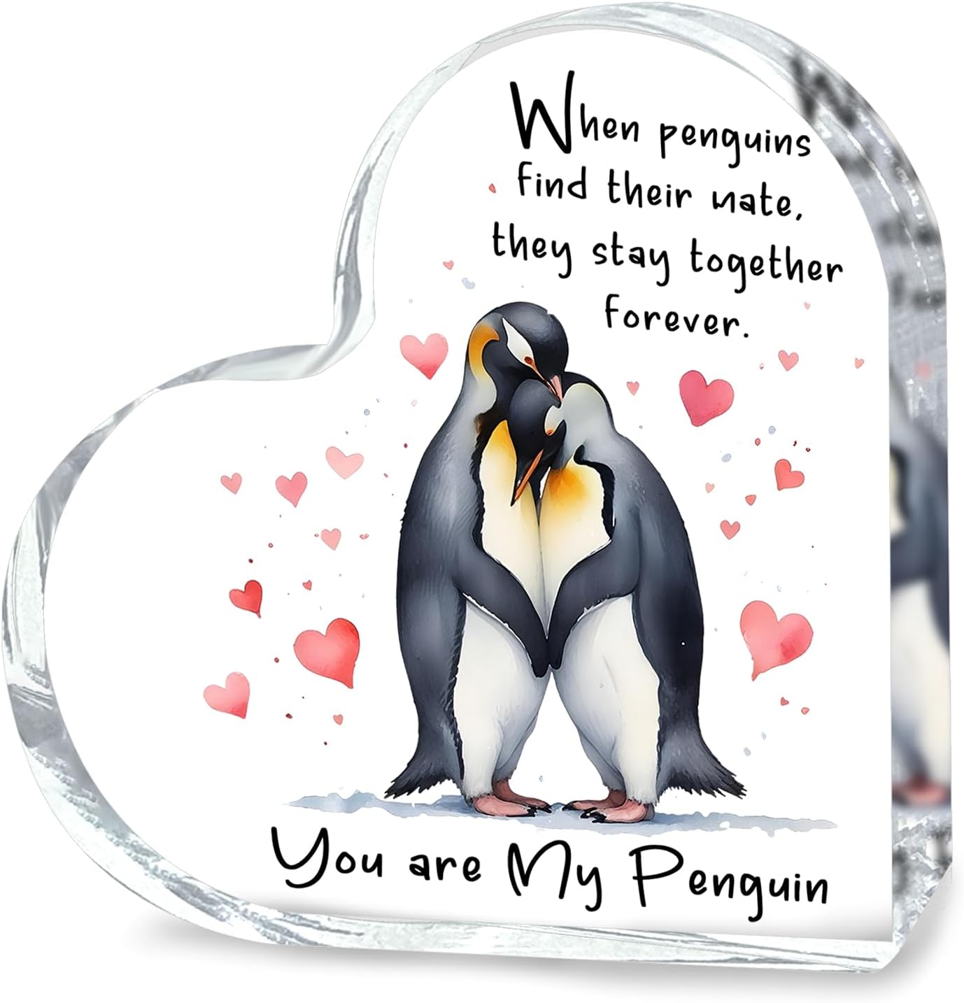Desk Decor Signs Plaques for Women,When Penguins Find Their Mate They Stay Together Forever,Office Gifts for Coworkers,Valentine's Day Gifts for Women