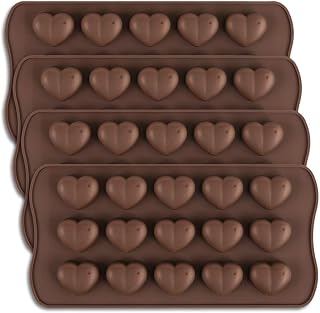 homEdge 15-Cavity Dimpled Heart Shape Chocolate Mold, Silicone Dimpled Valentine Heart Chocolate Gummy and Candy Mold