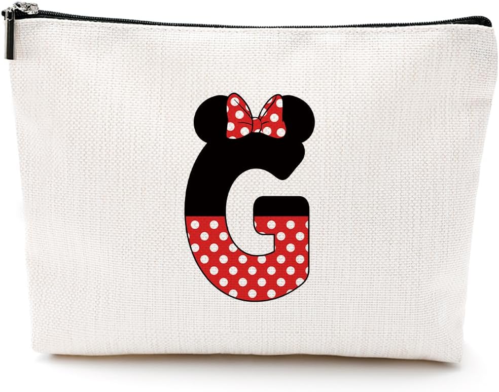 Cute Cartoon Mouse Gifts Initial A-Z Personalized Makeup Bag Monogrammed Cosmetic Bags Magic Mouse Stuff Funny Mouse Themed Gifts Mouse Lover Gifts Wizard Gifts Birthday Gifts for Women Girls (G)