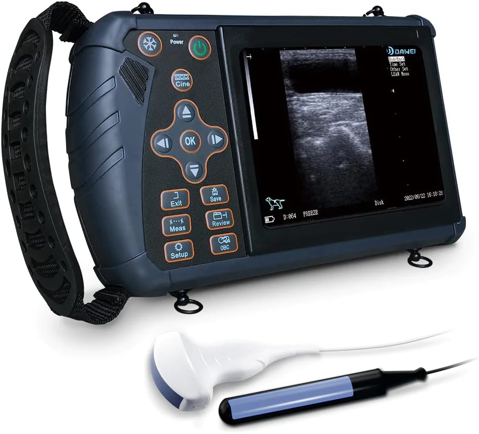 DAWEI Portable Ultrasound Machine Vet Ultrasound Scanner for Pregnancy with 7.5Mhz Rectal Linear Probe for Hoese,Cattle,Cow,Goat,Pig Livestock