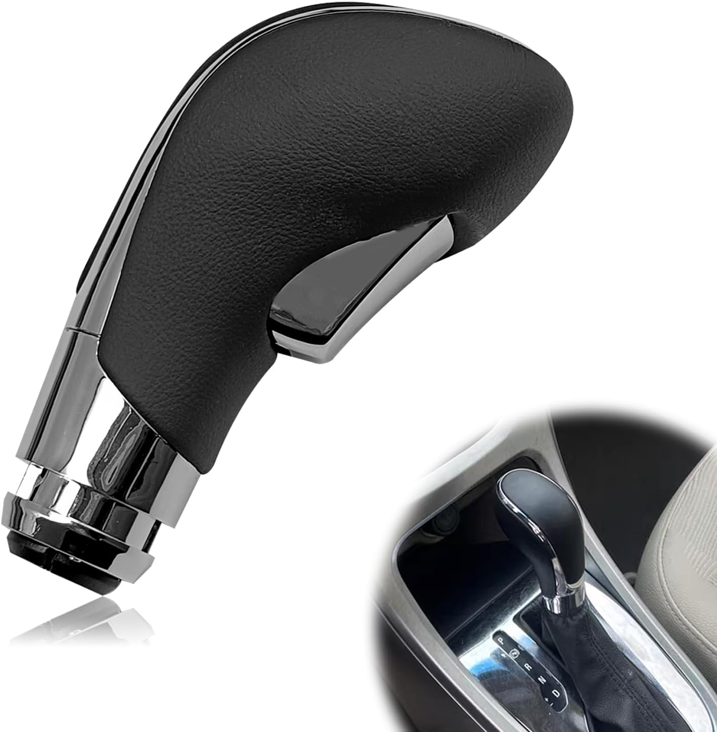 Automatic Gear Stick Shift Knob Compatible with 2012-2017 Buick Verano Car Gear Shift Knob Leather Car Stick Lever Gear Shifter Knob Cover Head Handle Lever(Black)