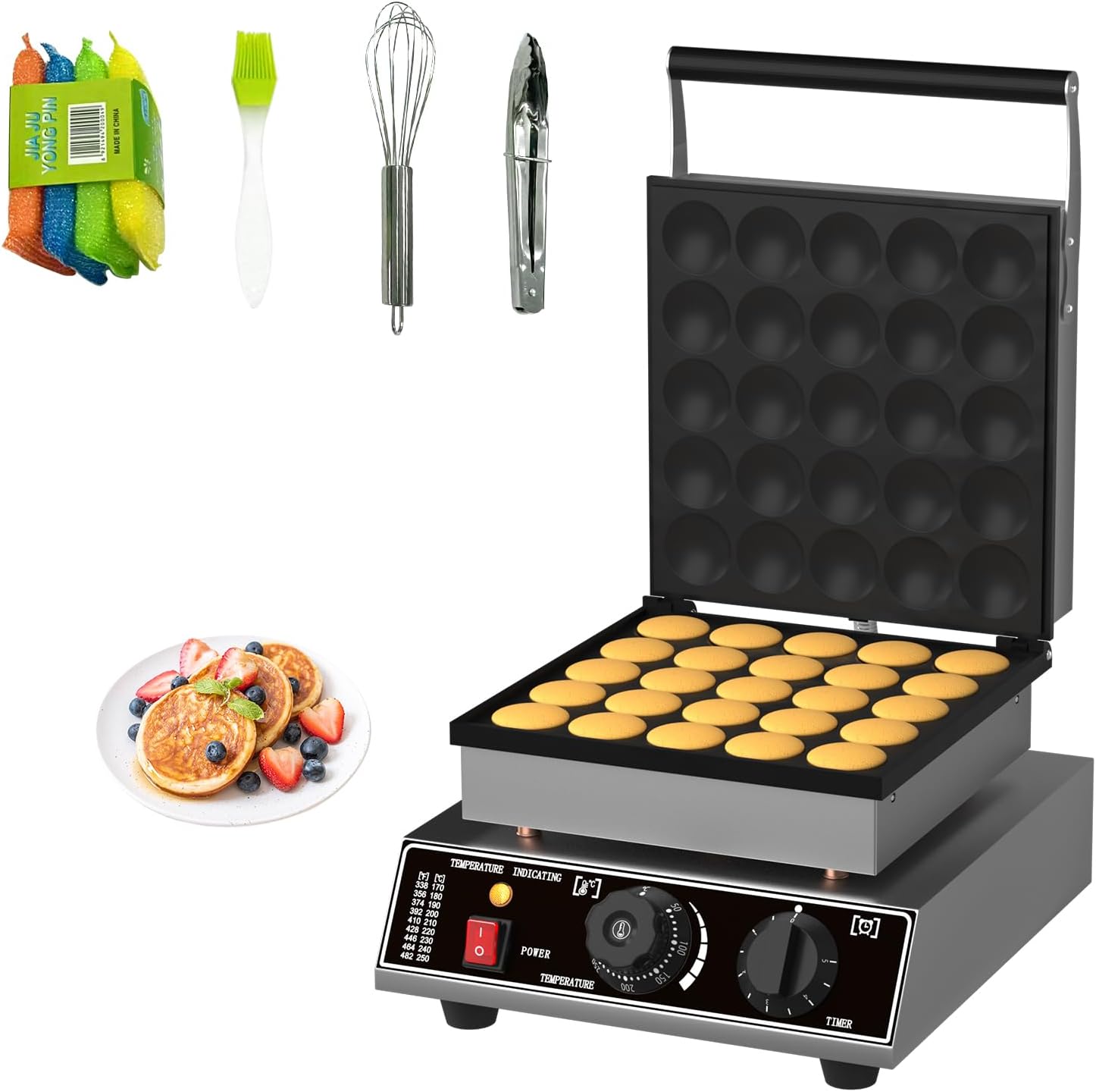 Commercial Mini Pancakes Maker Machine 25 Pcs,Stainless Steel Electric Nonstick Pancake Maker Machine for Home and Restaurants,1750 W
